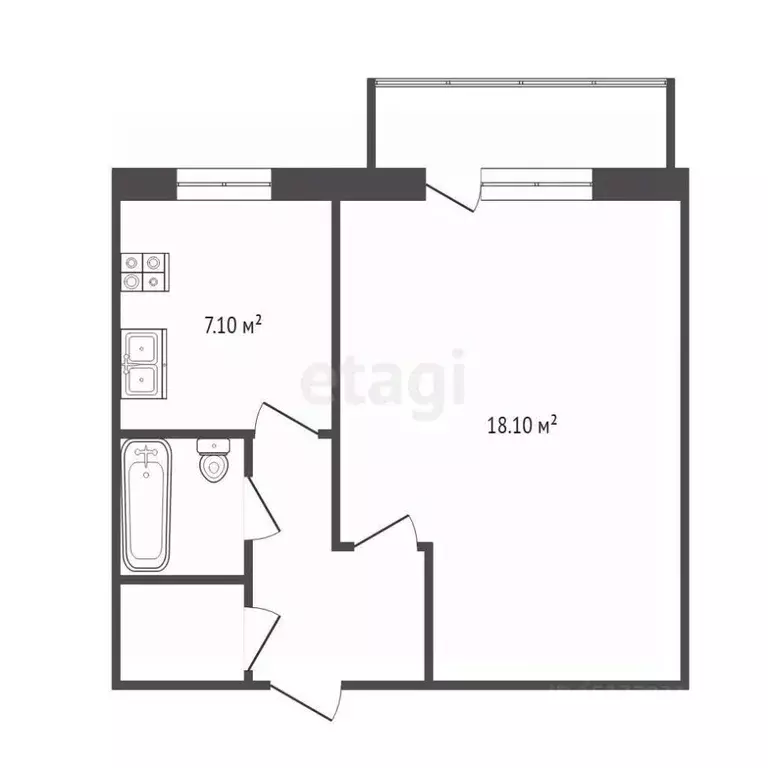 1-к кв. Ямало-Ненецкий АО, Новый Уренгой Сибирская ул., 63 (34.6 м) - Фото 1