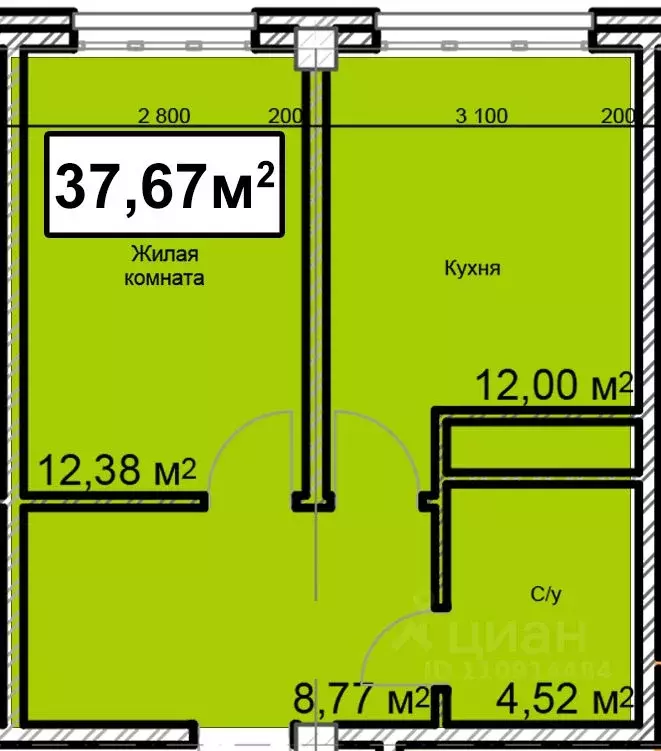 1-к кв. Ставропольский край, Ессентуки ул. Благодатная, 22к3 (37.67 м) - Фото 1