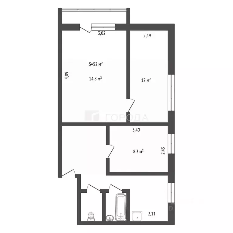 3-к кв. Кемеровская область, Новокузнецк ул. Шункова, 10 (52.0 м) - Фото 2