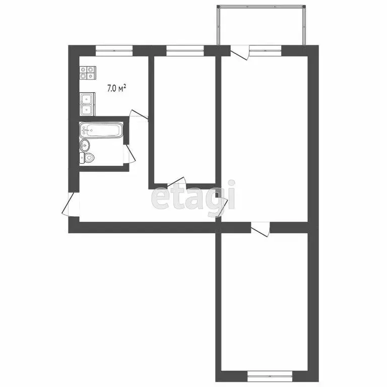 3-комнатная квартира: Петропавловск-Камчатский, улица Бохняка, 2 (56.7 ... - Фото 0