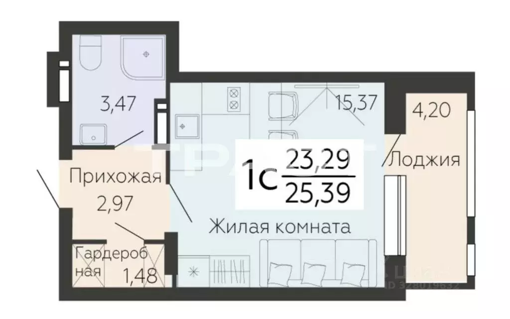 Квартира-студия: Воронеж, Ленинский проспект, 108А (23.29 м) - Фото 1