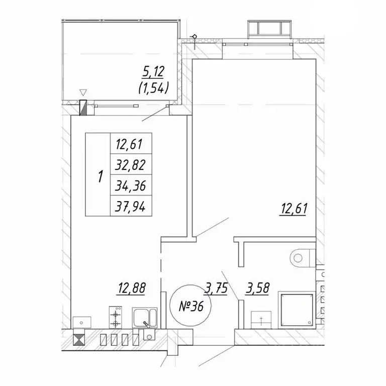 1-к кв. Калининградская область, Зеленоградск  (34.6 м) - Фото 1