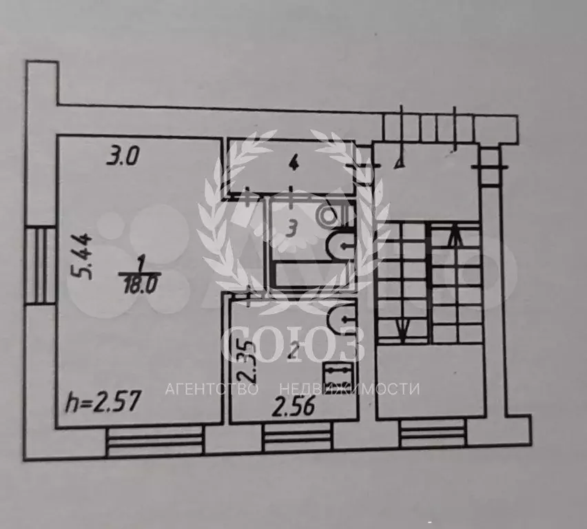 1-к. квартира, 29,7 м, 2/5 эт. - Фото 0