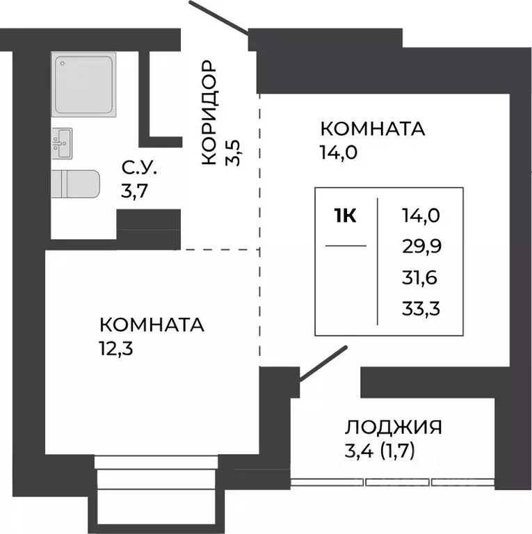 1-к кв. Алтайский край, Барнаул тракт Павловский, 251Б (31.6 м) - Фото 1