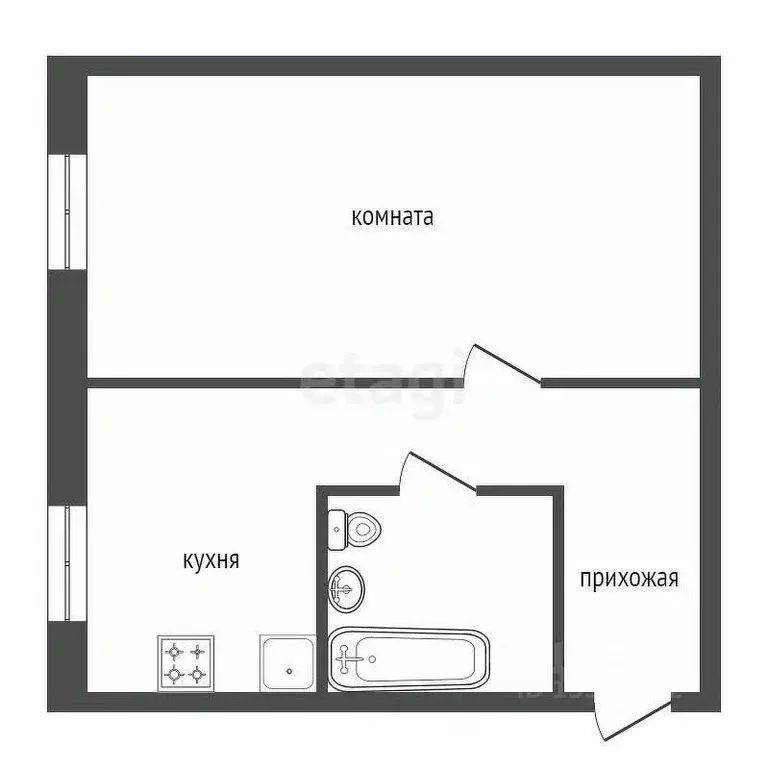 1-к кв. Красноярский край, Красноярск Волгоградская ул., 1 (35.7 м) - Фото 1