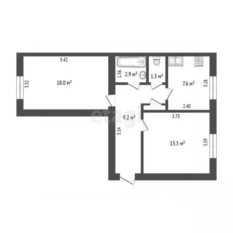 2-к кв. Мордовия, Саранск просп. Ленина, 28 (52.5 м) - Фото 1