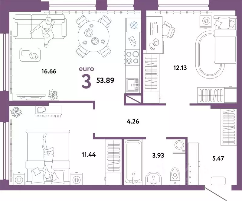3-к кв. Свердловская область, Екатеринбург ул. Шефская, 22А (53.89 м) - Фото 1