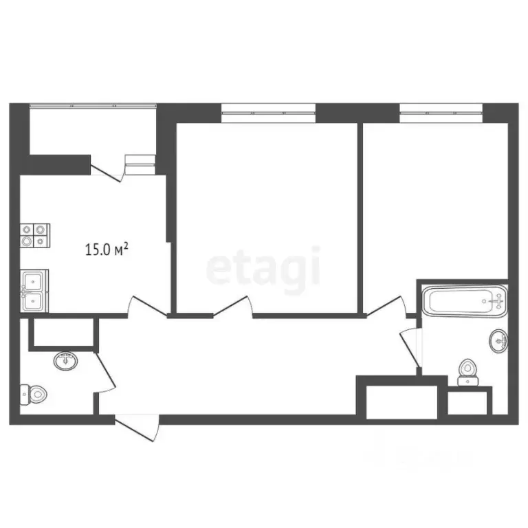 2-к кв. Тюменская область, Тюмень проезд Тихий, 4 (58.3 м) - Фото 1