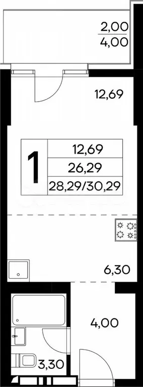 1-к. квартира, 31,4 м, 3/16 эт. - Фото 0
