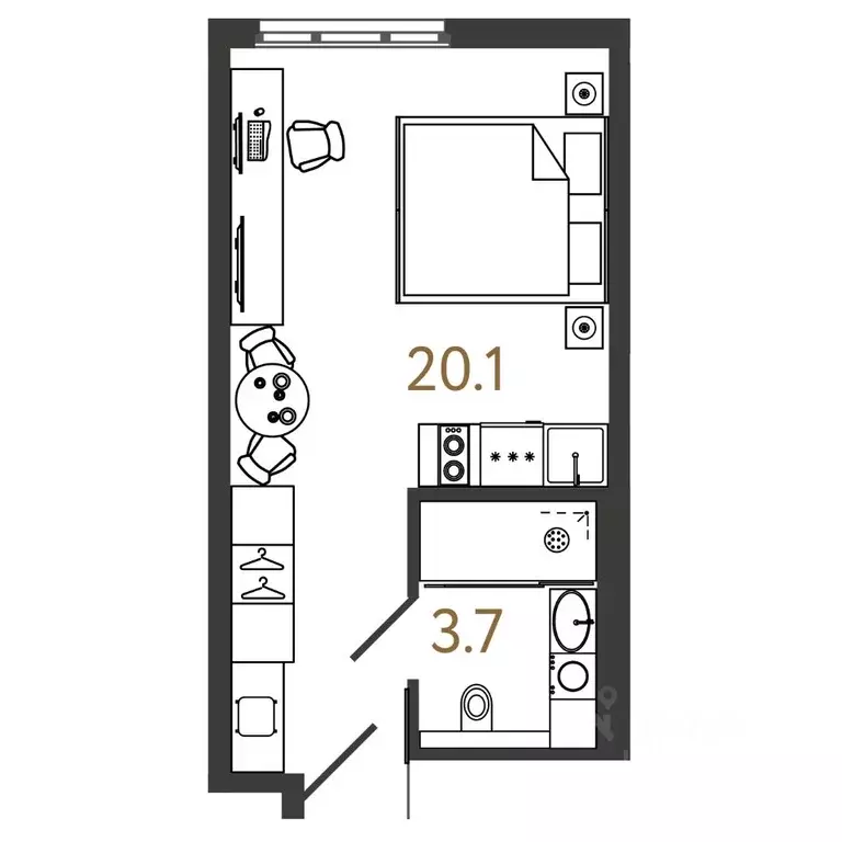 Студия Санкт-Петербург Ташкентская ул., 6к2 (23.8 м) - Фото 0