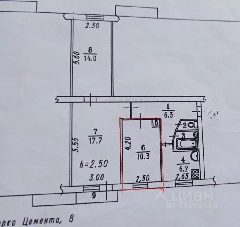 Комната Омская область, Омск ул. Берко Цемента, 8 (10.5 м) - Фото 2