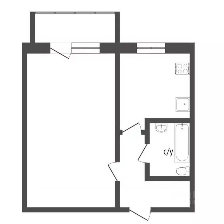 1-к кв. Тюменская область, Тюмень ул. Республики, 90 (31.9 м) - Фото 1
