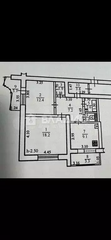 2-к. квартира, 59 м, 8/10 эт. - Фото 0