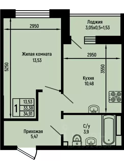 1-к кв. Краснодарский край, Туапсинский муниципальный округ, с. Небуг ... - Фото 0