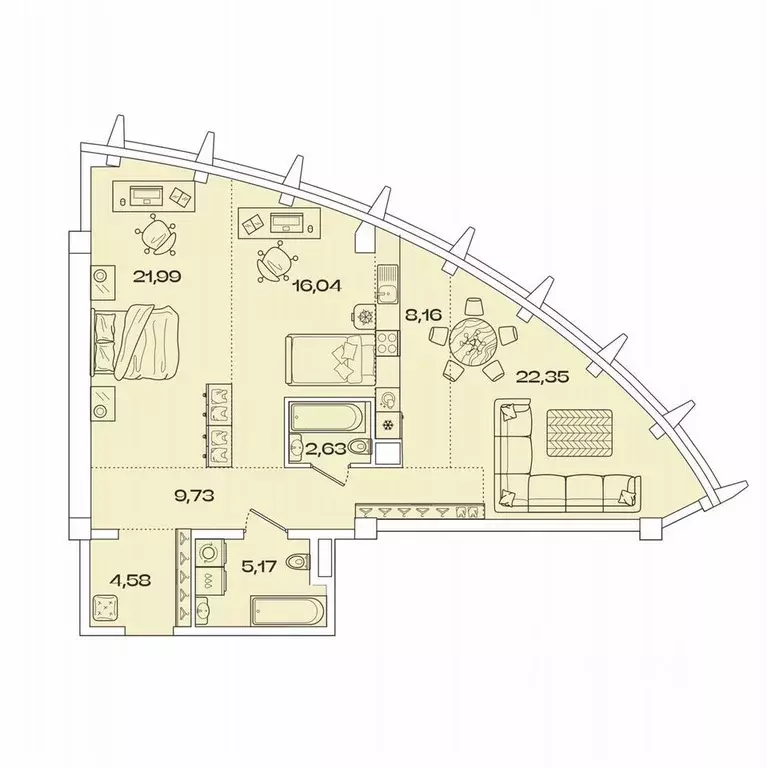 3-к кв. Иркутская область, Иркутск  (90.7 м) - Фото 0