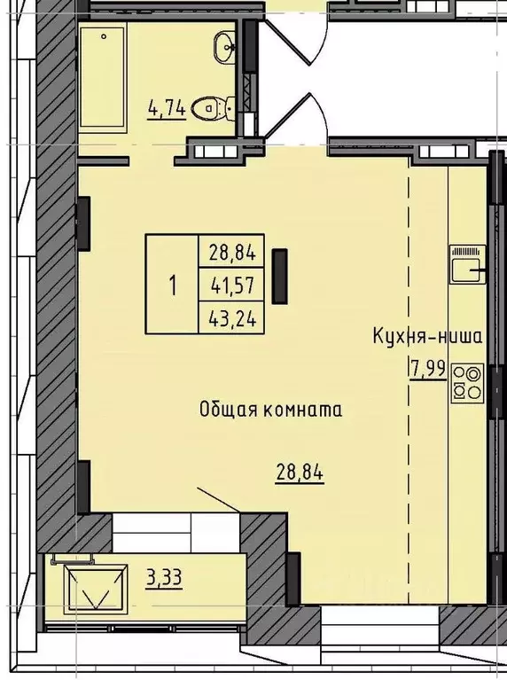 1-к кв. саха (якутия), якутск 37-й кв-л, (43.24 м) - Фото 0