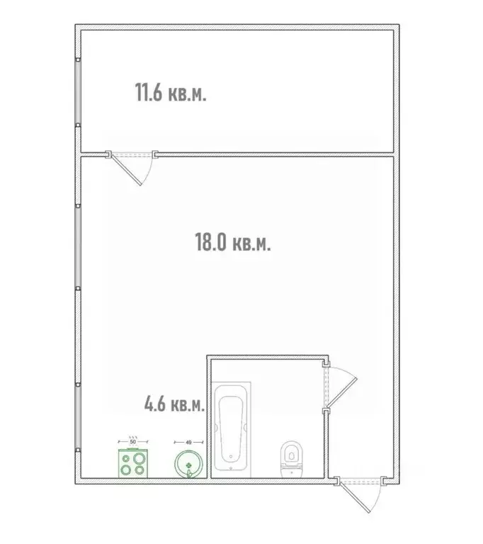 2-к кв. Омская область, Омск ул. Орджоникидзе, 85 (40.1 м) - Фото 2