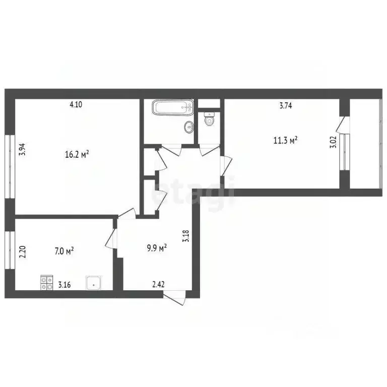 2-к кв. Калужская область, Малоярославец Коммунистическая ул., 7 (48.9 ... - Фото 2