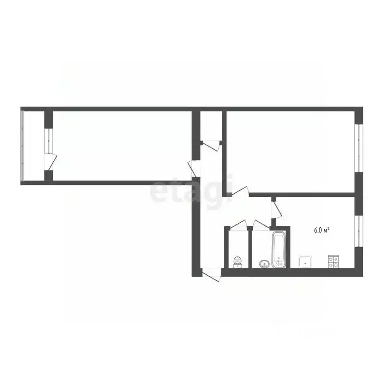 2-к кв. Тюменская область, Тюмень Комбинатская ул., 36 (44.3 м) - Фото 2