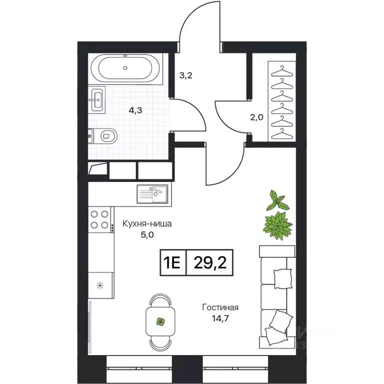Студия Московская область, Пушкино Пушкино Град жилой комплекс, к2 ... - Фото 1