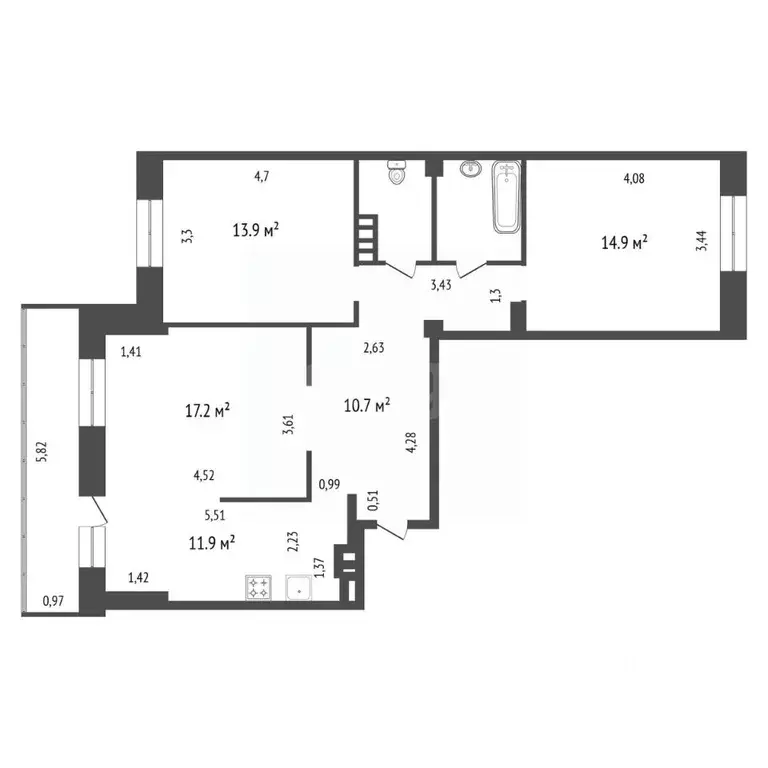 3-к кв. Иркутская область, Иркутск Ямская ул., 19 (84.8 м) - Фото 2