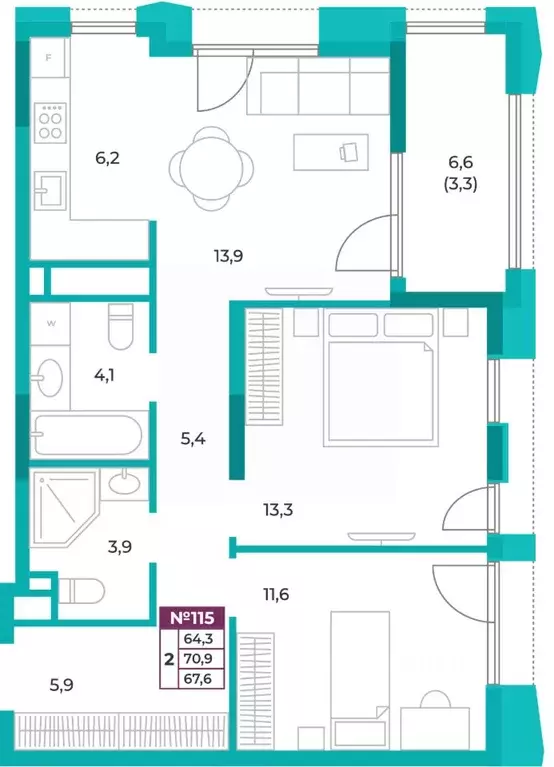 2-к кв. Крым, Симферополь ул. Воровского, 34 (67.6 м) - Фото 0