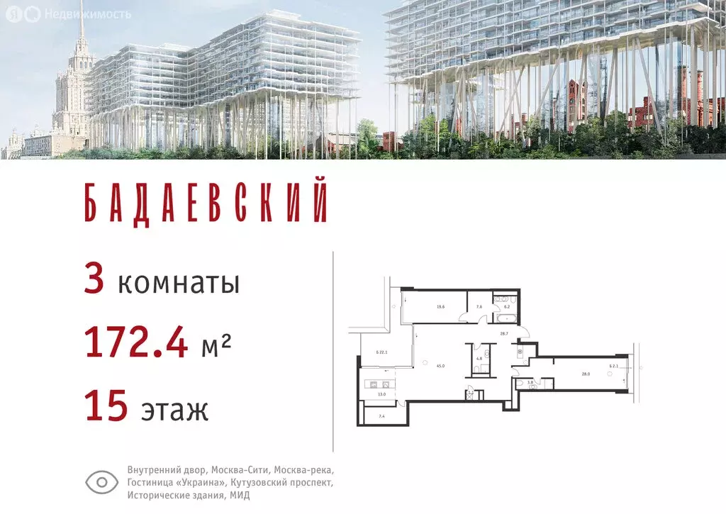 3-комнатная квартира: Москва, Кутузовский проспект, 12с3 (172.4 м) - Фото 0