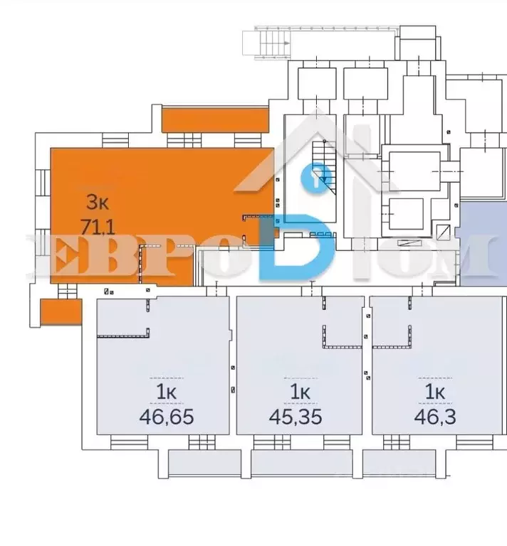 3-к кв. Омская область, Омск ул. Гусарова, 48 (71.1 м) - Фото 2