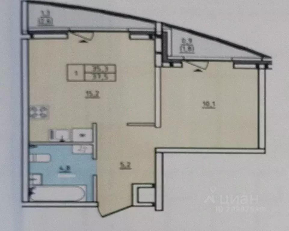 1-к кв. Новгородская область, Великий Новгород наб. Колмовская, 71Б ... - Фото 2