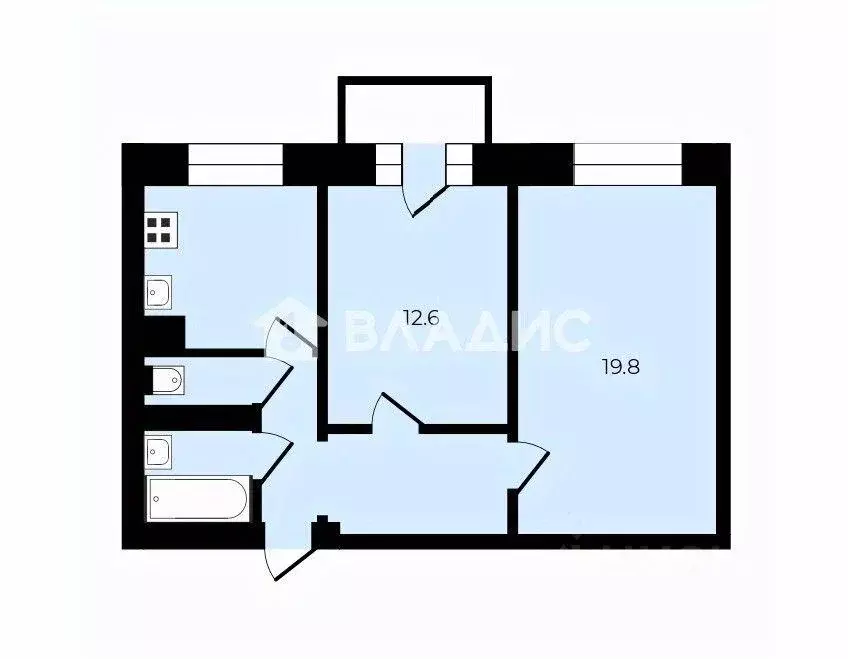 Квартира, 2 комнаты, 52.5 м - Фото 2