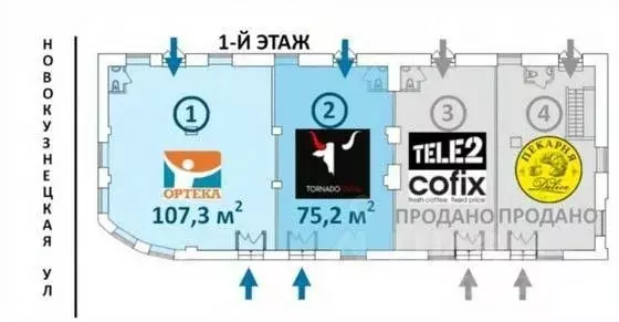 Торговая площадь в Москва Пятницкая ул., 31С16 (107 м) - Фото 1