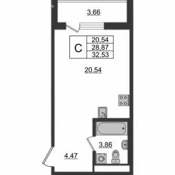 Квартира-студия: посёлок Бугры, Тихая улица, 5к3 (28.87 м) - Фото 0