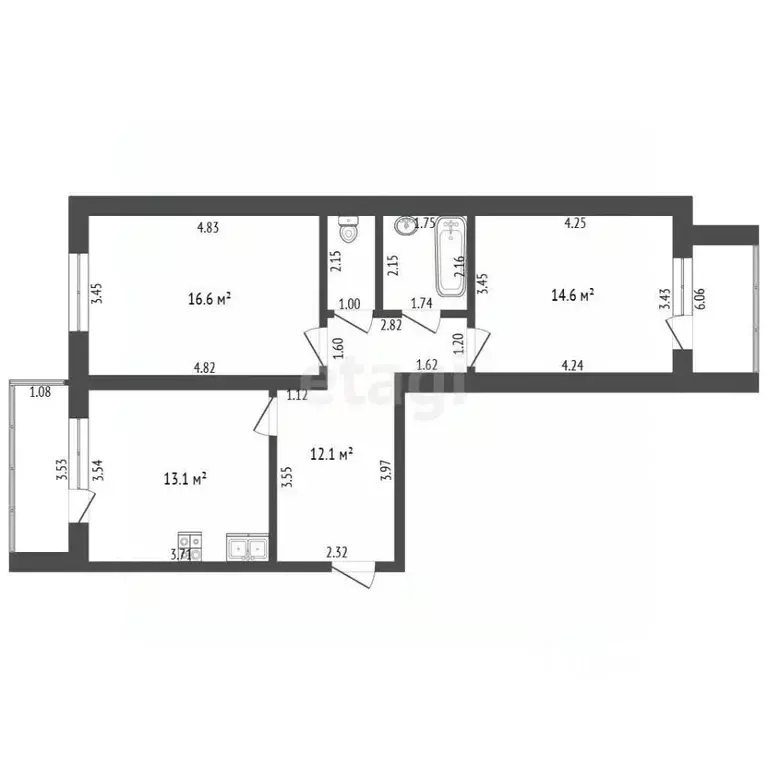 2-к кв. Тамбовская область, Тамбов Никифоровская ул., 40 (62.4 м) - Фото 2