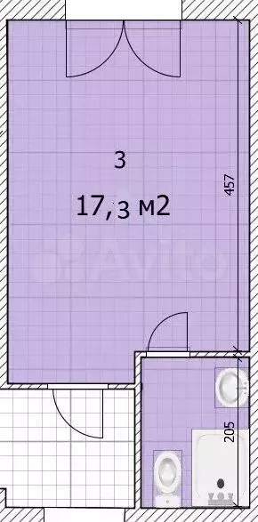 Квартира-студия, 17,3 м, 1/4 эт. - Фото 0