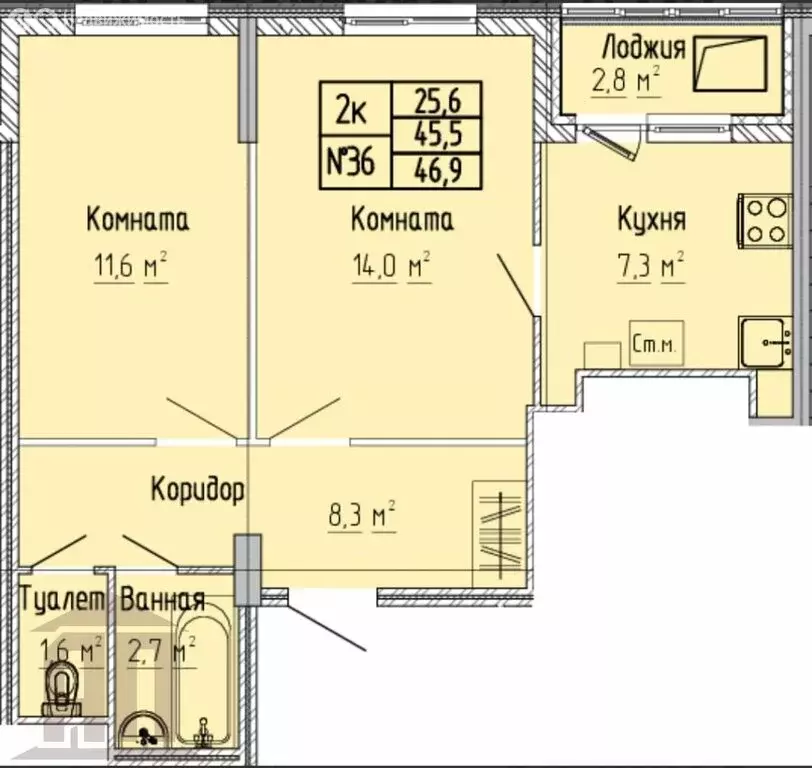 2-комнатная квартира: Тверь, улица 15 лет Октября, 52к1 (50 м) - Фото 1
