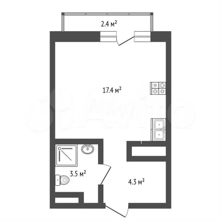 Квартира-студия, 25,5 м, 3/20 эт. - Фото 0