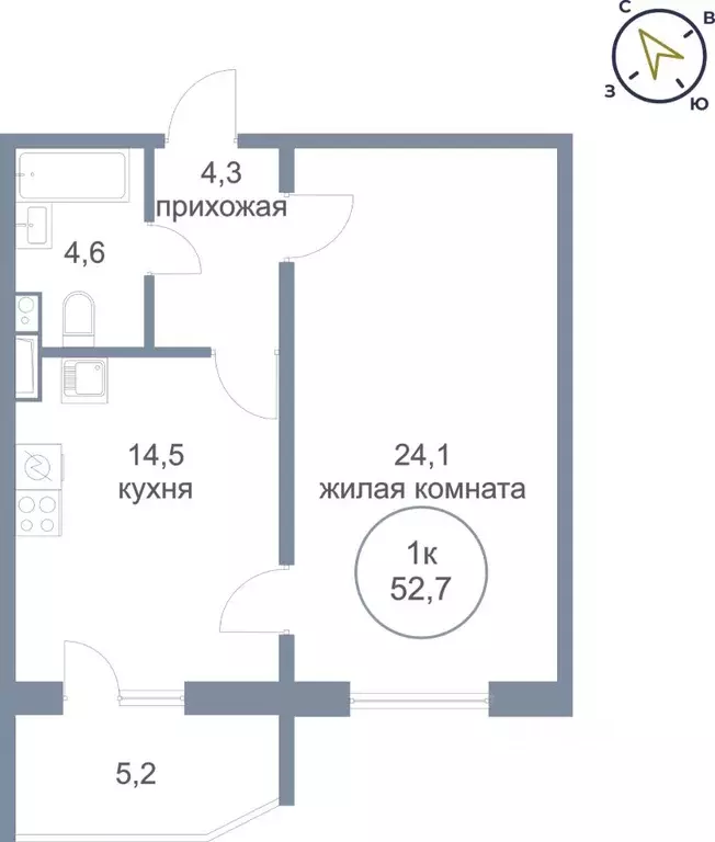 1-к кв. Ханты-Мансийский АО, Нефтеюганск 5-й мкр, 50 (52.7 м) - Фото 0