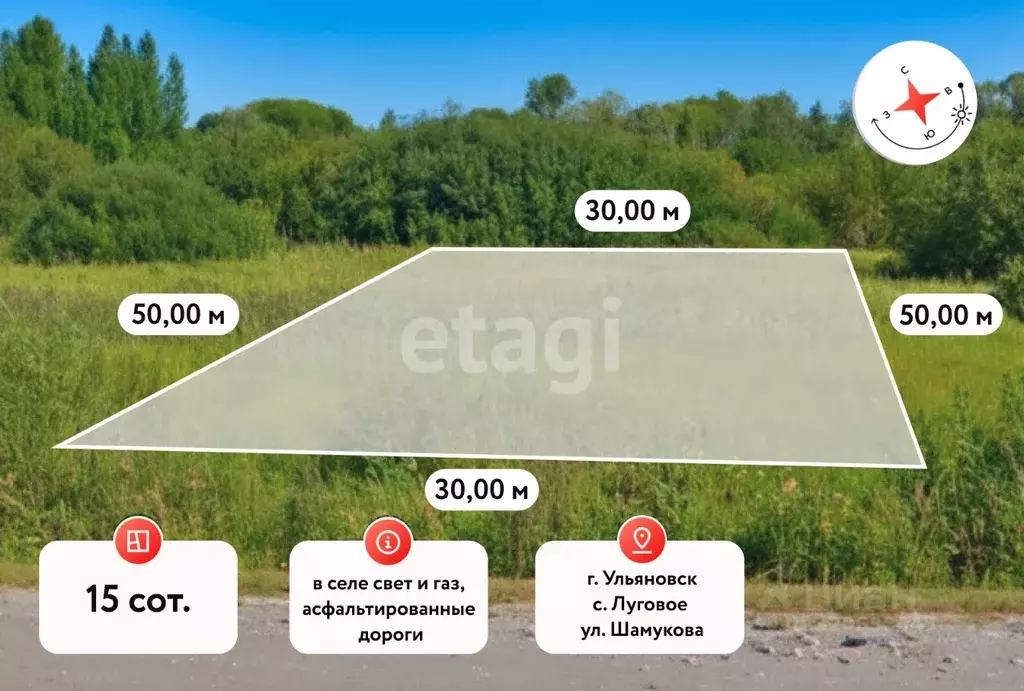 Участок в Ульяновская область, Ульяновск городской округ, с. Луговое  ... - Фото 1