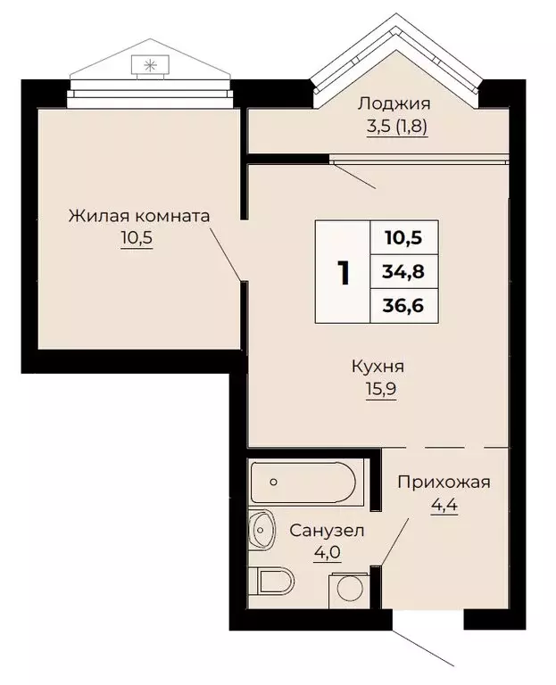 1-комнатная квартира: Екатеринбург, улица Одинарка, 6 (36.6 м) - Фото 0