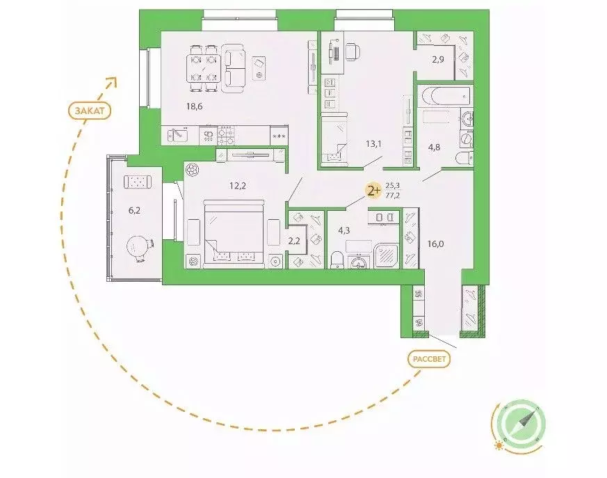 2-к кв. Брянская область, Брянск Степная ул., 20 (77.2 м) - Фото 1