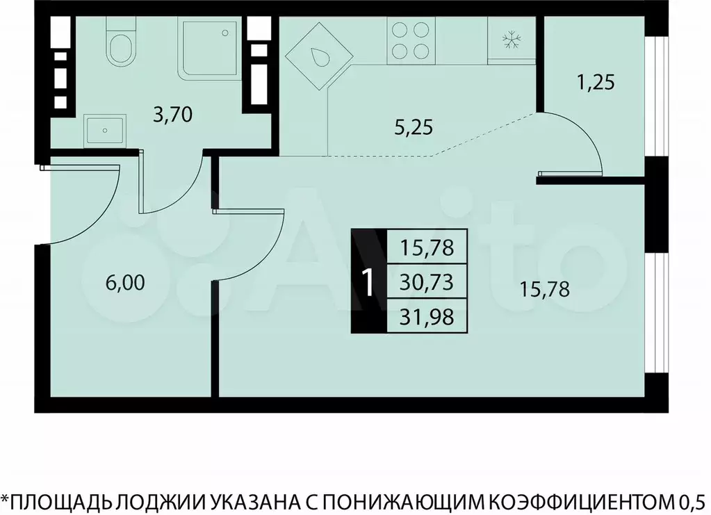 Квартира-студия, 32 м, 12/16 эт. - Фото 0