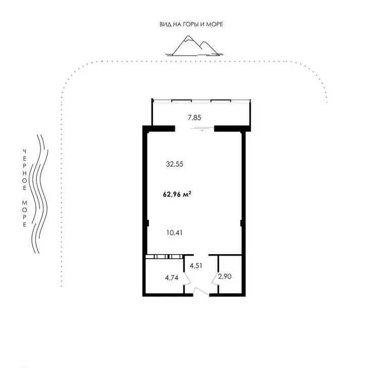 1-комнатная квартира: Алушта, Парковая улица, 7 (62.96 м) - Фото 2