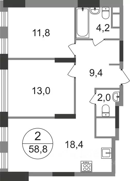 2-к кв. Москва Переделкино Ближнее мкр, 17-й кв-л, к1 (58.8 м) - Фото 0