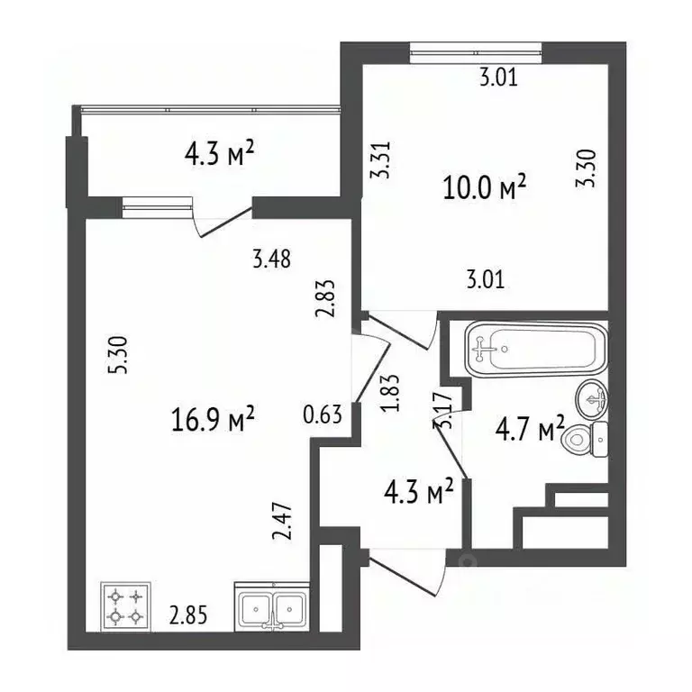 1-к кв. Санкт-Петербург ул. Верхне-Каменская, 9к1 (35.9 м) - Фото 2
