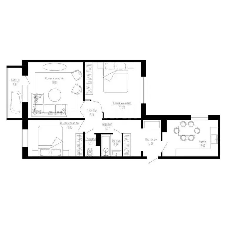 3-комнатная квартира: Тобольск, микрорайон Центральный, 24 (77.5 м) - Фото 1