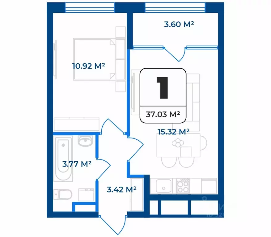 1-к кв. Рязанская область, Рязань Телецентр жилрайон,  (37.03 м) - Фото 1