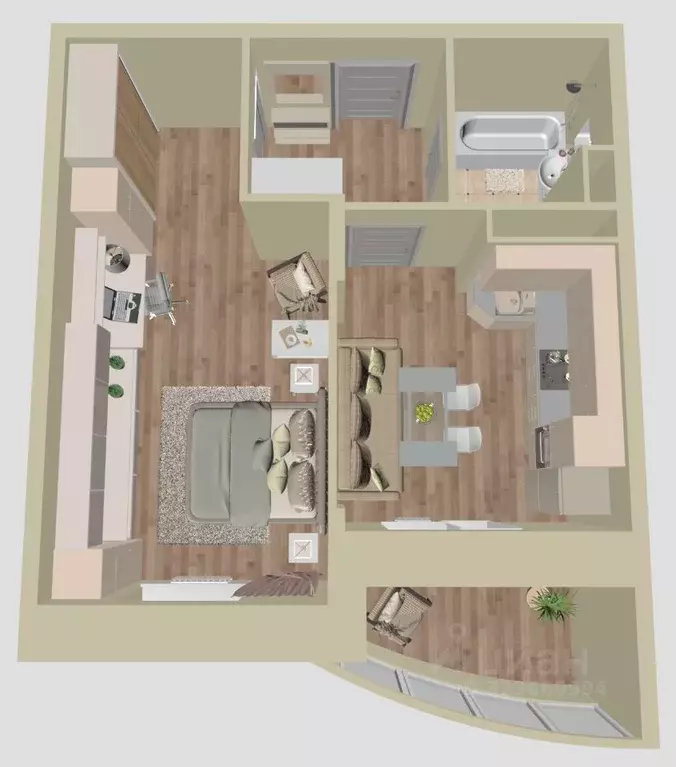 1-к кв. Московская область, Домодедово Востряково мкр, ул. Ледовская, ... - Фото 2