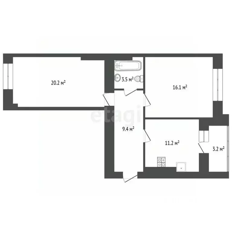 2-к кв. Калининградская область, Зеленоградск Московская ул., 72 (64.3 ... - Фото 2