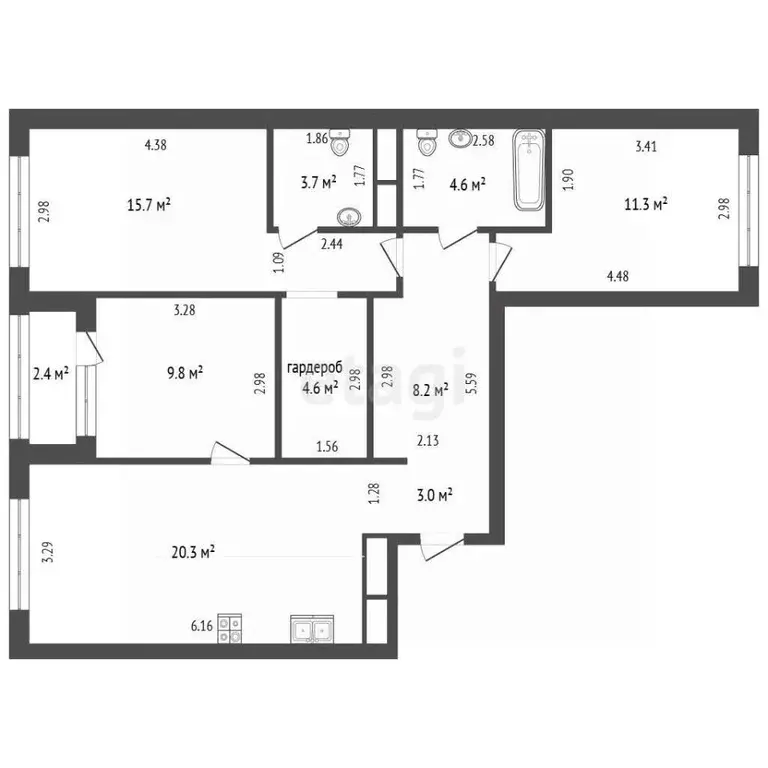 3-к кв. Тюменская область, Тюмень ул. Анатолия Клиндюка, 3 (81.2 м) - Фото 2