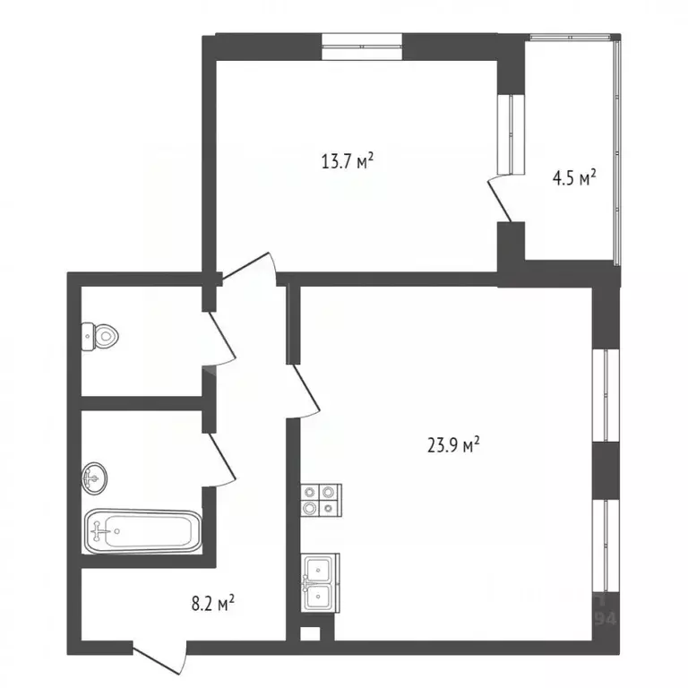 1-к кв. Тюменская область, Тюмень ул. Мельникайте, 2к11 (49.3 м) - Фото 2